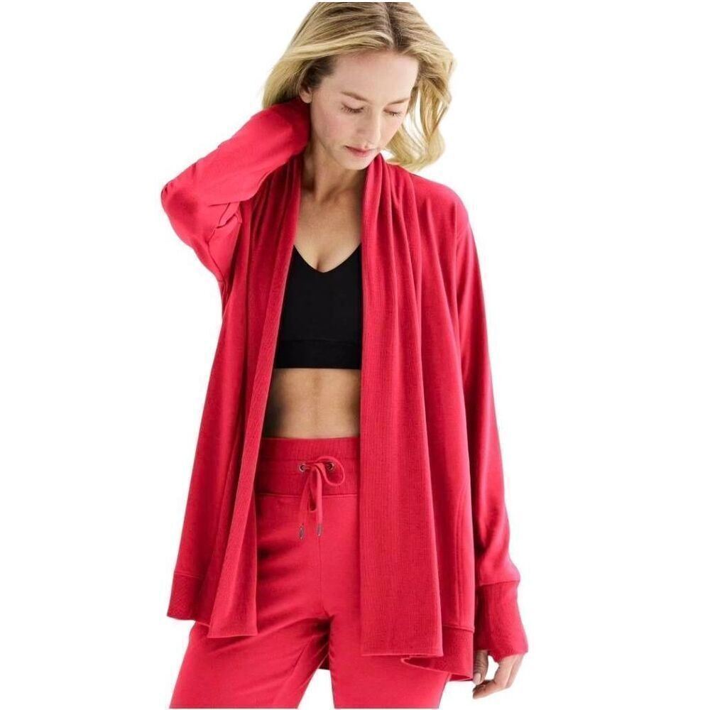 Tek Gear Women's Surely Red Poly / Rayon / Spandex Open Front Cardigan Athletic